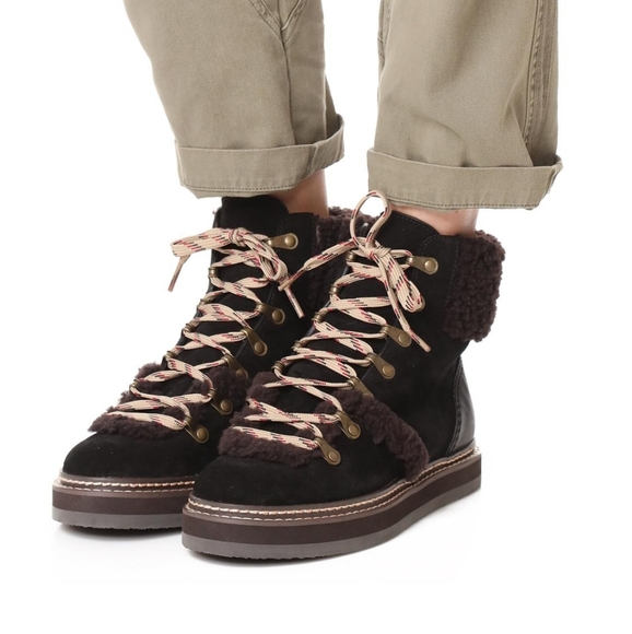 See By Chloe Shoes - See By Chloe Eileen Flat Shearling Boots Black 7